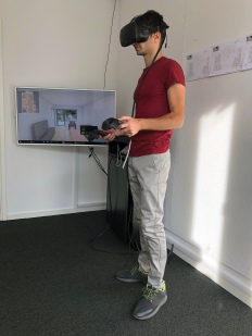 Kerem testing interior apartments in VR at White